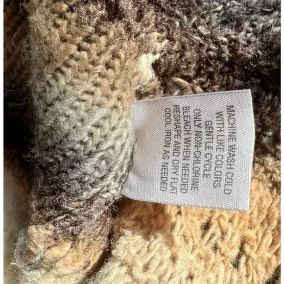 Black, Cream, Gray Open Front Neutral Striped Knit Crochet Cardigan Sweater 1X - Picture 9 of 10